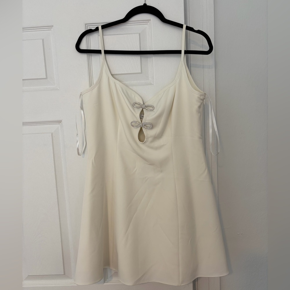 Gianni Bini Ivory Slip Camisole with Rhinestone Bows